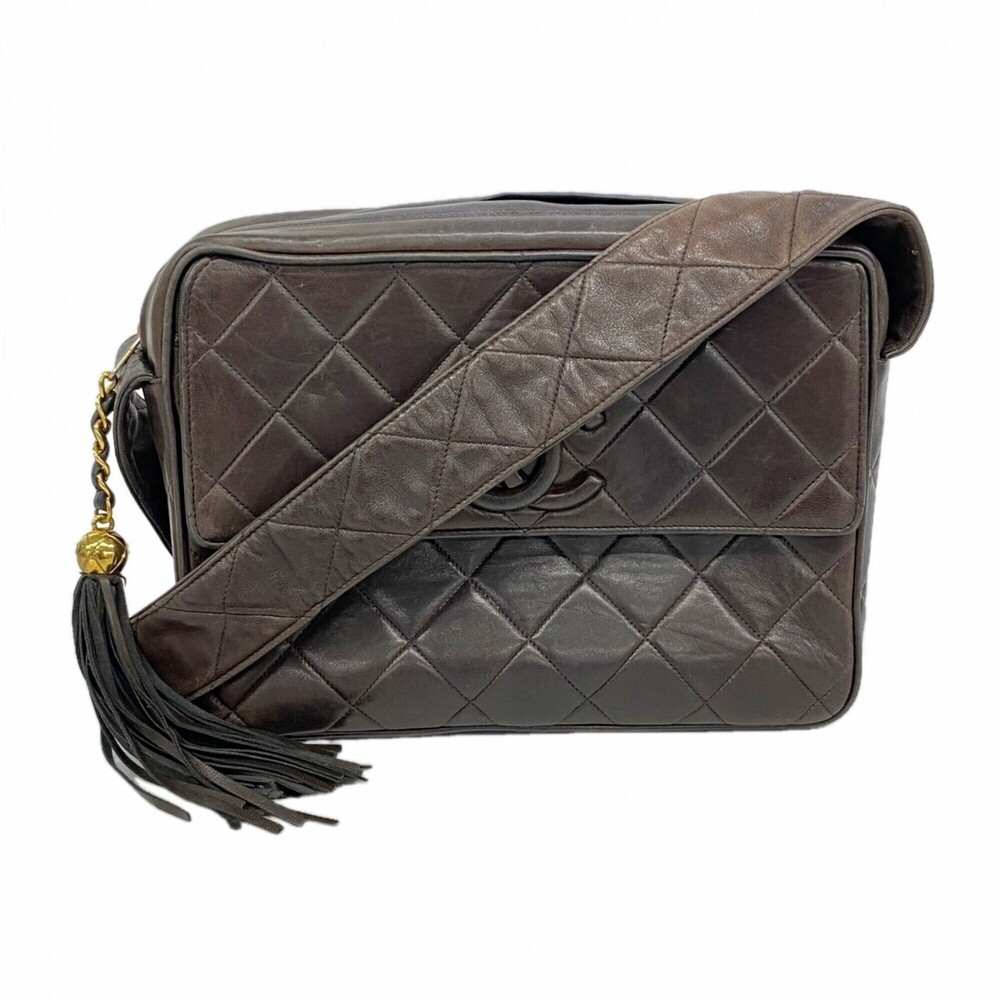 CHANEL Black Lambskin Leather Shoulder Bag